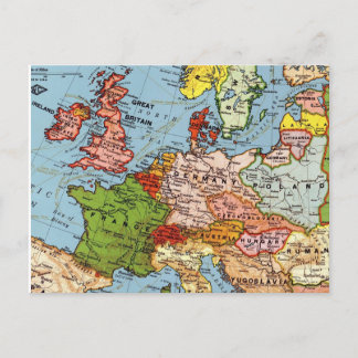 Map Europe France Scotland Ireland More Postcard