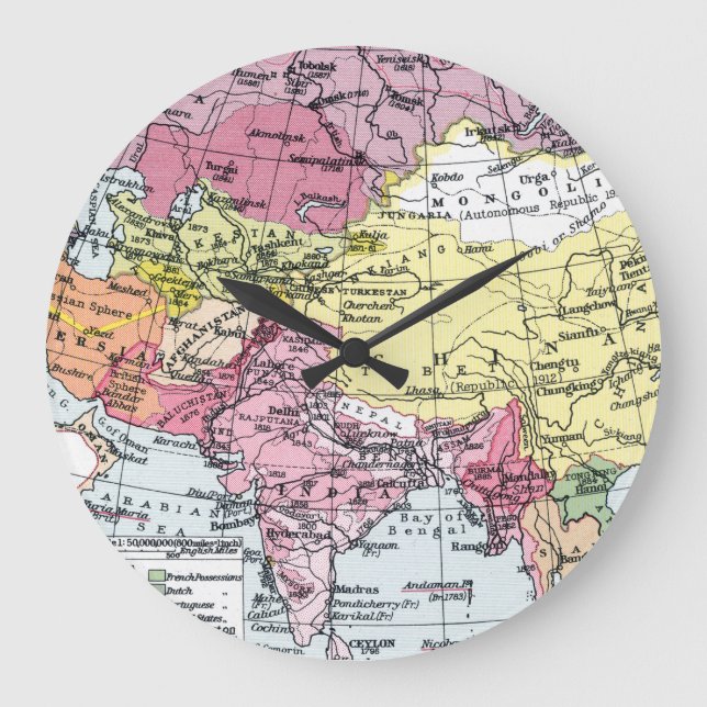 MAP: EUROPE IN ASIA LARGE CLOCK (Front)