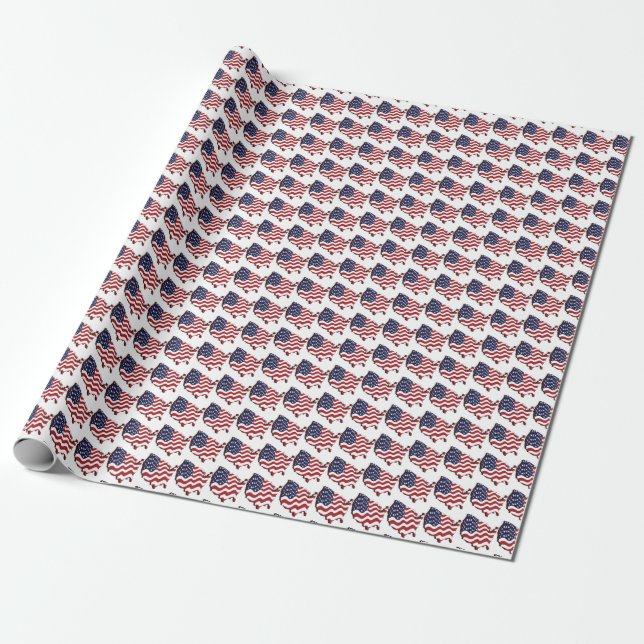 Map Flag USA Wrapping Paper (Unrolled)
