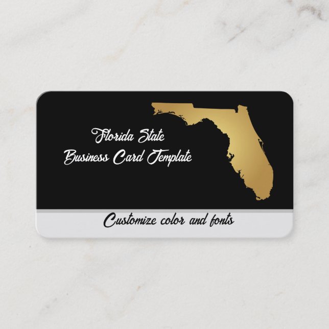 Map Florida State Business Card Metallic Gold (Front)