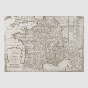 Map France Vintage Decoupage Tissue Paper