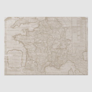 Map France Vintage Decoupage Tissue Paper