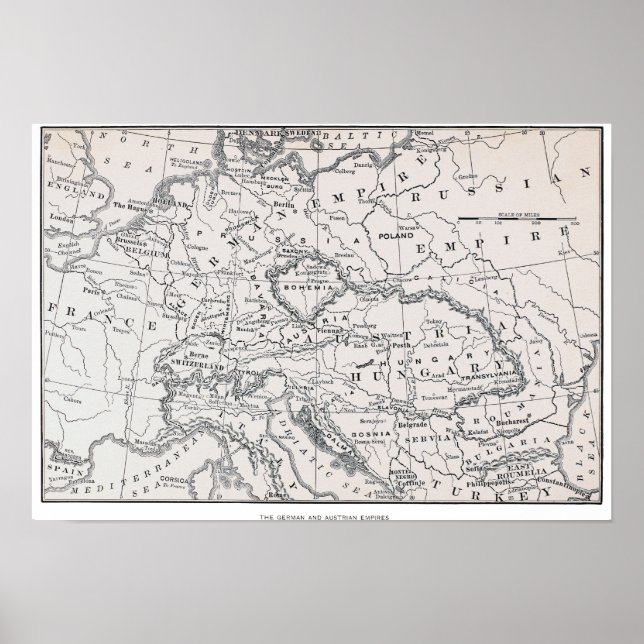 MAP: GERMANY AND AUSTRIA POSTER (Front)