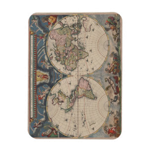 Map Globe Travel Art Vintage Antique Magnet