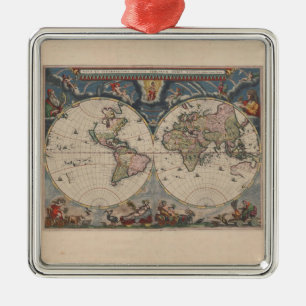 Map Globe Travel Art Vintage Antique Metal Tree Decoration