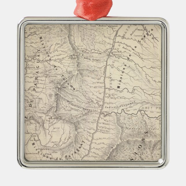 Map hist, Prov Missions, Jesuit institution Metal Tree Decoration (Front)