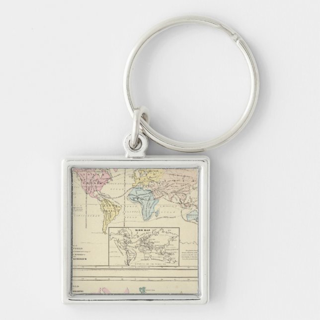Map in colour of The World Key Ring (Front)