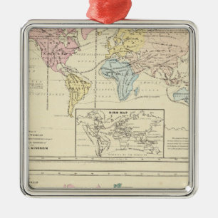 Map in colour of The World Metal Tree Decoration