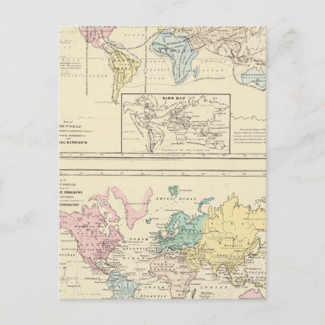 Map in colour of The World Postcard (Front)