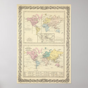 Map in colour of The World Poster