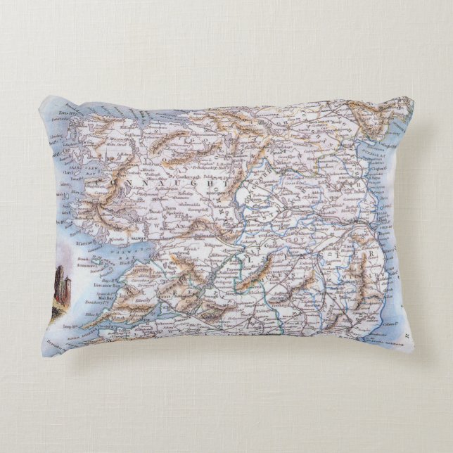 Map: Ireland, 1851 Decorative Cushion (Front)