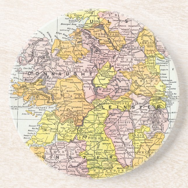 MAP: IRELAND, c1890 Coaster (Front)