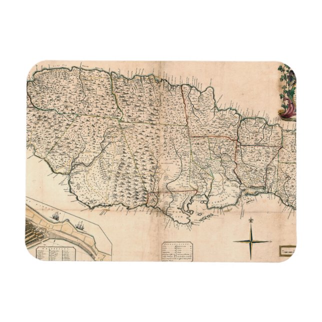 MAP: JAMAICA, 1755 2 MAGNET (Horizontal)