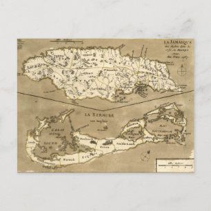 MAP: JAMAICA, 1767 POSTCARD