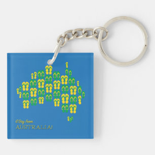 Map made of Aussie thongs Key Ring