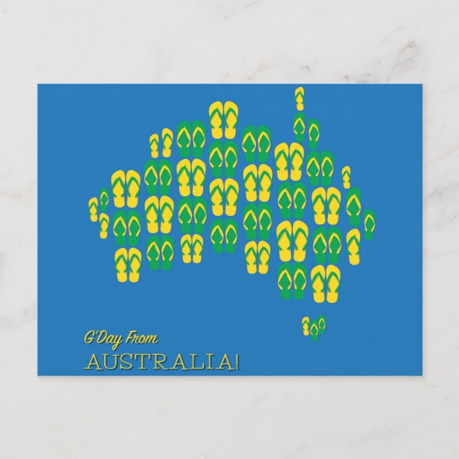 Map made of Aussie thongs Postcard (Front)