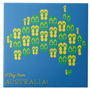 Map made of Aussie thongs Tile