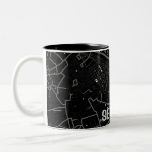 Map minimalist Seville - Black-white Two-Tone Coffee Mug