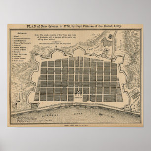 Map New Orleans 1770 Poster