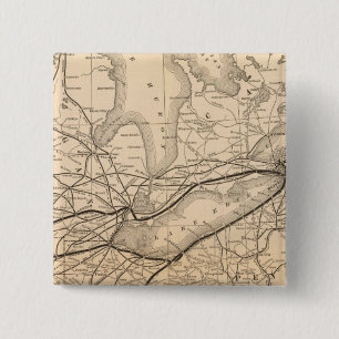 Map New York Central and Hudson River Railroad 15 Cm Square Badge