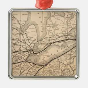 Map New York Central and Hudson River Railroad Metal Tree Decoration