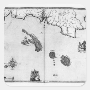 Map No.3 Showing the route of the Armada fleet Square Sticker