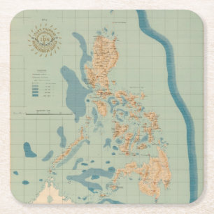 Map No 4 orographic Square Paper Coaster