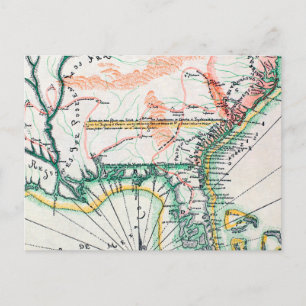 Map: North America, 1742 Postcard