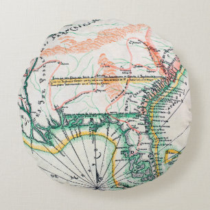 Map: North America, 1742 Round Cushion