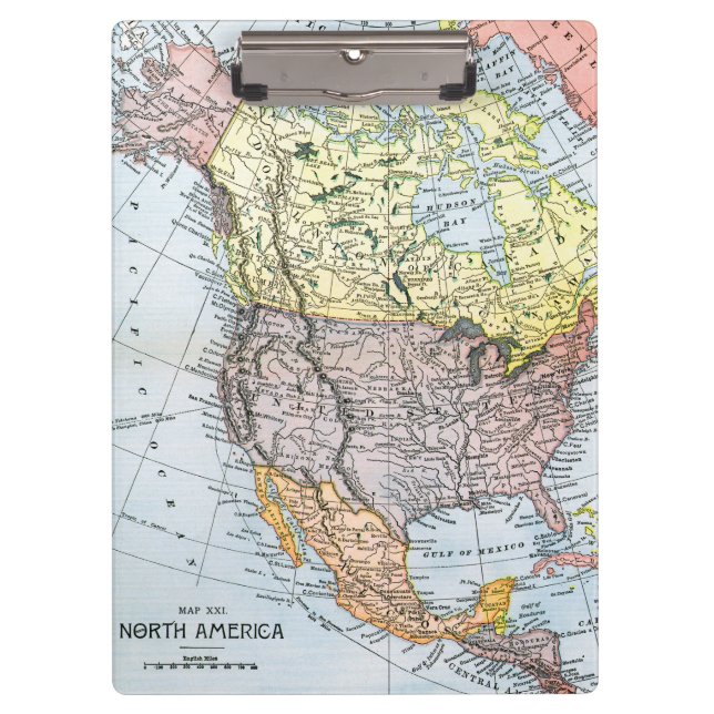 MAP: NORTH AMERICA, 1890 CLIPBOARD (Front)