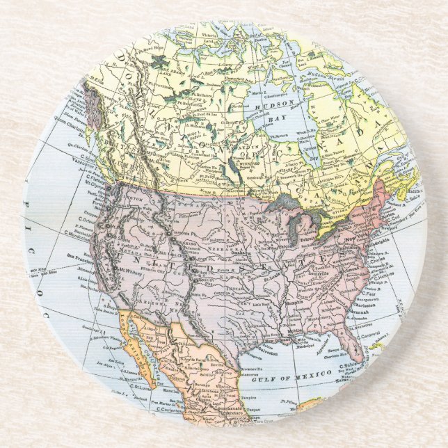 MAP: NORTH AMERICA, 1890 COASTER (Front)