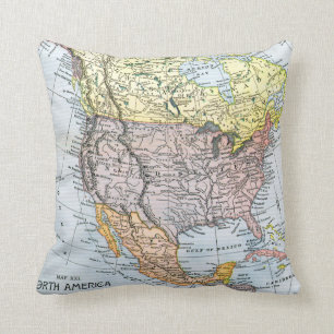 MAP: NORTH AMERICA, 1890 CUSHION