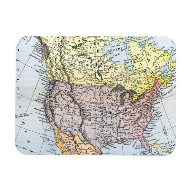 MAP: NORTH AMERICA, 1890 MAGNET (Horizontal)