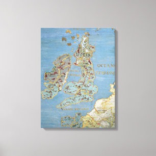 Map of 16th Century Britain & Northern France Canvas Print