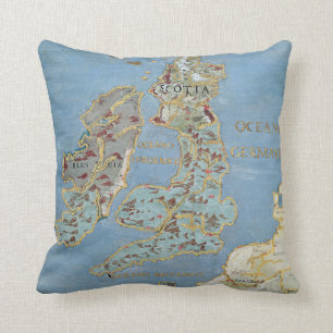 Map of 16th Century Britain & Northern France Cushion