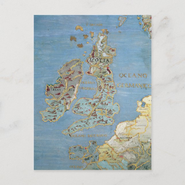 Map of 16th Century Britain & Northern France Postcard (Front)