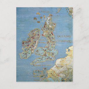 Map of 16th Century Britain & Northern France Postcard