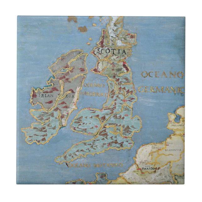 Map of 16th Century Britain & Northern France Tile (Front)