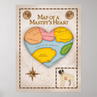 Map of a Mastiff's Heart Poster