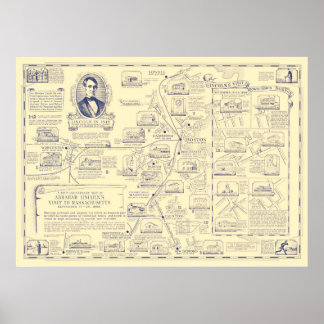 Map of Abraham Lincoln's Visit to Massachusetts Poster