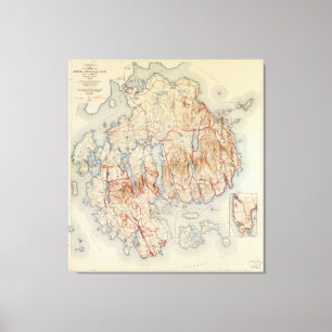 Map of Acadia National Park, Maine (1942) Canvas Print