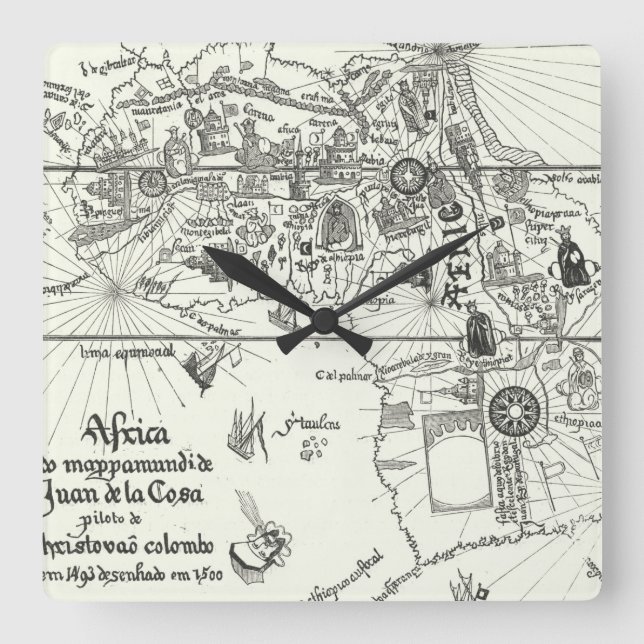 Map of Africa | 1500 Square Wall Clock (Front)