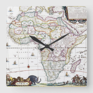 Map of Africa 1696 Square Wall Clock