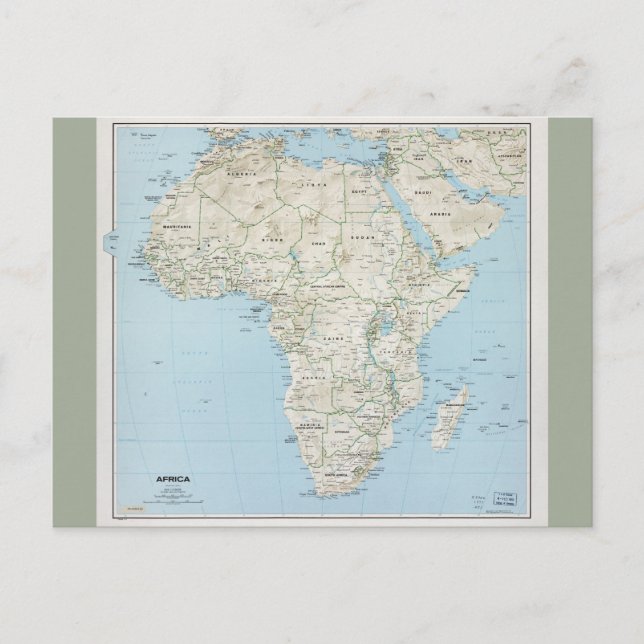 Map of Africa (1977) Postcard (Front)