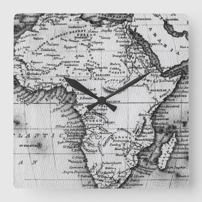Map of Africa | Engraved by Thomas Stirling Square Wall Clock (Front)