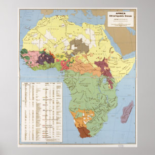 Map of Africa, Ethnolinguistic Groups (1970) Poster