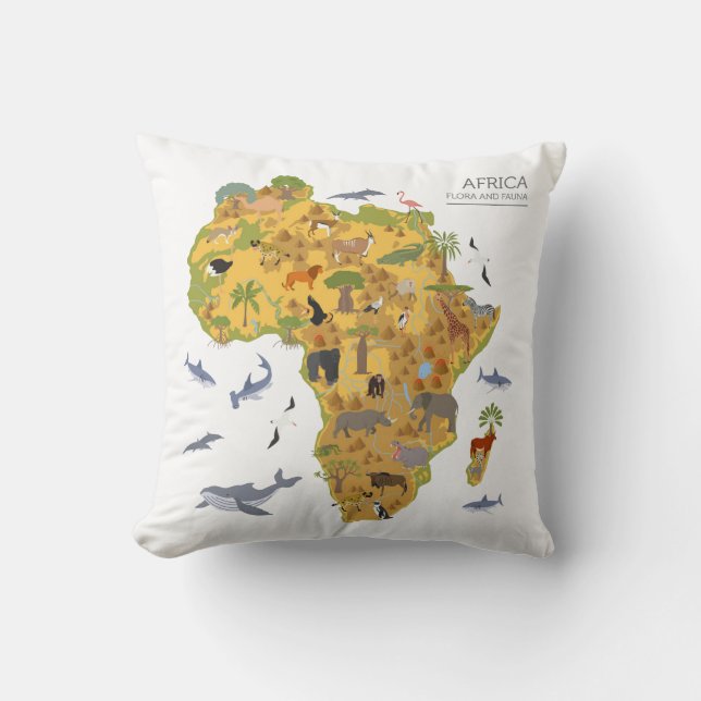 Map of Africa | Flora & Fauna Cushion (Front)