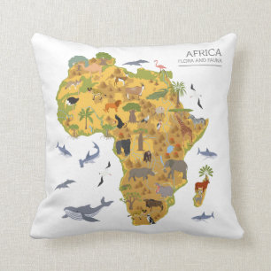 Map of Africa   Flora & Fauna Cushion