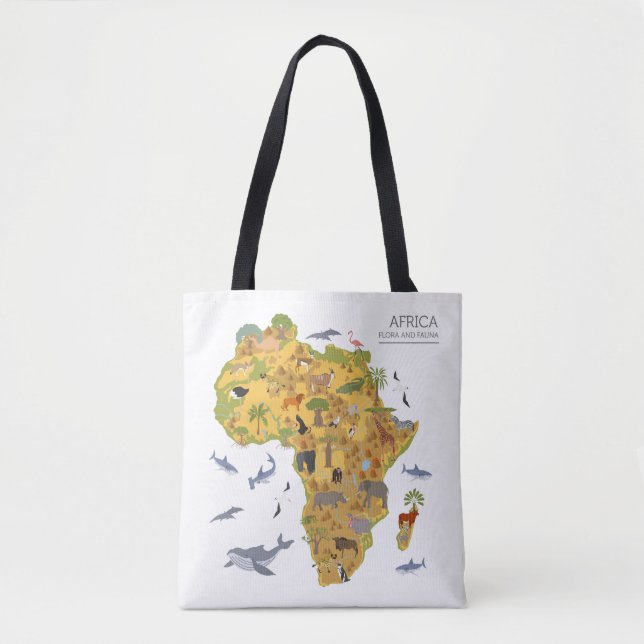Map of Africa | Flora & Fauna Tote Bag (Front)