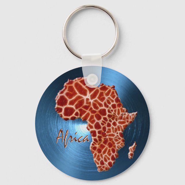 Map of AFRICA Steel-Blue Giraffe Spot Series Key Ring (Front)
